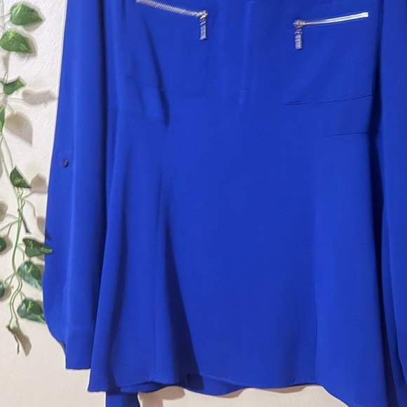 Rafaella Royal Blue Blouse with Zipper Accents - Picture 3 of 9